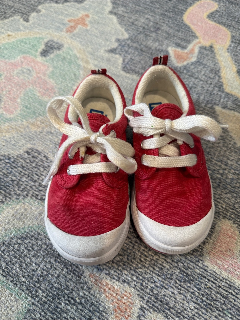 Keds Graham Red Canvas Lace-Up Sneakers with White Accents
